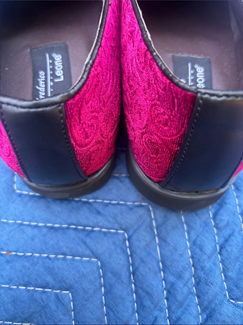 Fredrico Leone Red Embroidered Slip-On Loafers